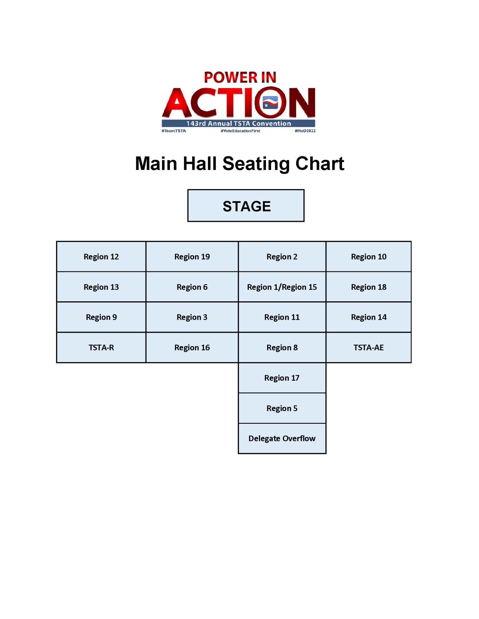 Main Hall Seating Chart
